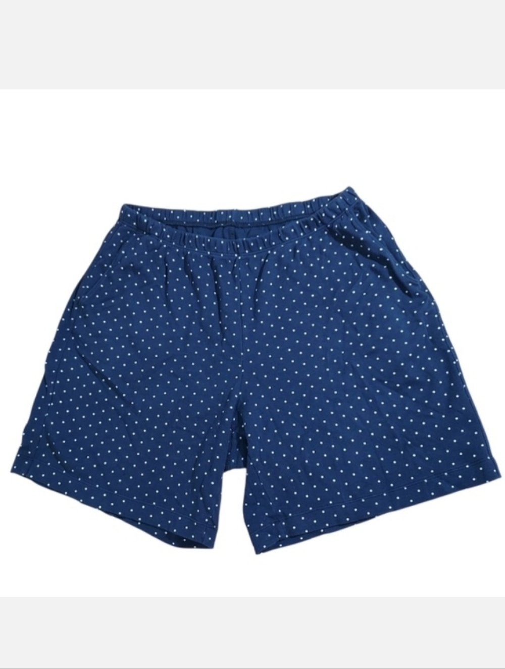 Lands End Navy And White Polka Dot Cotton Shorts Med Petite